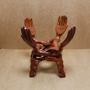Handcrafted Wooden Sculpture Or Bowl Holder